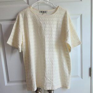 O H I Brand Cream Short Sleeved Blouse, Vintage, NWT, Size Large